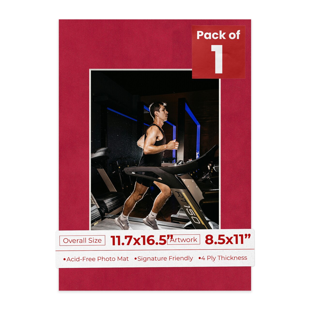 Red Suede Mat Board for 11.7x16.5 Frames - Fits 8.5x11 Photos